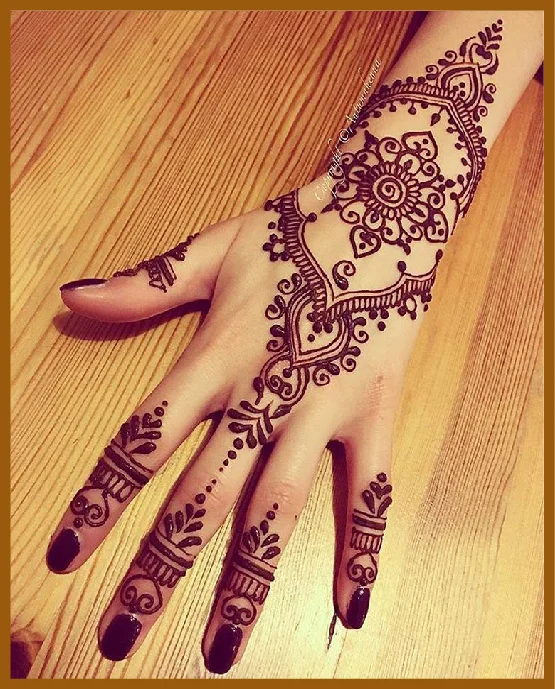 Simple Back Hand Mehndi With Back Net Frame
